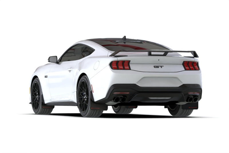 Rally Armor 2024+ Ford Mustang Black UR Mud Flap w/ Metallic Black Logo Rally Armor Mud Flaps AXOPROS