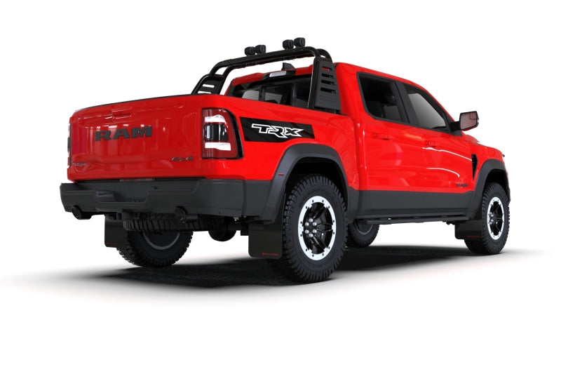 Rally Armor 21-25 Dodge Ram 1500 TRX Black UR Mud Flap - Metallic Black Logo Rally Armor Mud Flaps AXOPROS