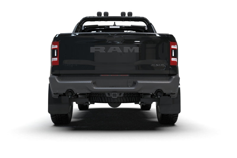 Rally Armor 21-25 Dodge Ram 1500 TRX Black UR Mud Flap - Metallic Black Logo Rally Armor Mud Flaps AXOPROS