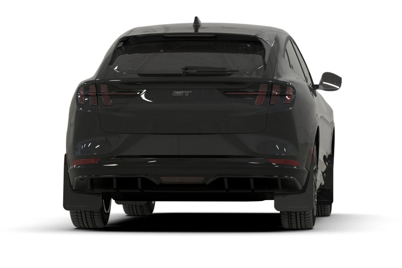 Rally Armor 21-25 Ford Mustang Mach-E/GT/Rally Black UR Mud Flap w/Metallic Black Logo Rally Armor Mud Flaps AXOPROS