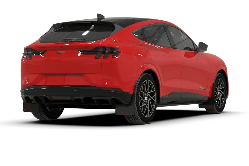 Rally Armor 21-25 Ford Mustang Mach-E/GT/Rally Black UR Mud Flap w/Metallic Black Logo Rally Armor Mud Flaps AXOPROS