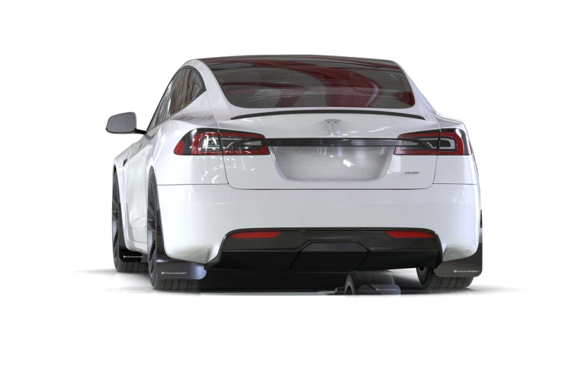 Rally Armor 21-25 Tesla Model S / S Plaid Black UR Mud Flap w/Red Logo Rally Armor Mud Flaps  AXOPROS