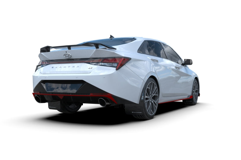 Rally Armor 22-23 Hyundai Elantra N & N Line Black UR Mud Flap w/White Logo Rally Armor Mud Flaps  AXOPROS