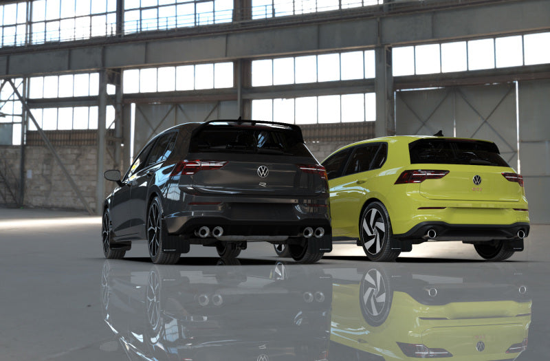 Rally Armor 22-24 VW MK8 Golf GTI/R Black UR Mud Flap w/White Logo Rally Armor Mud Flaps AXOPROS