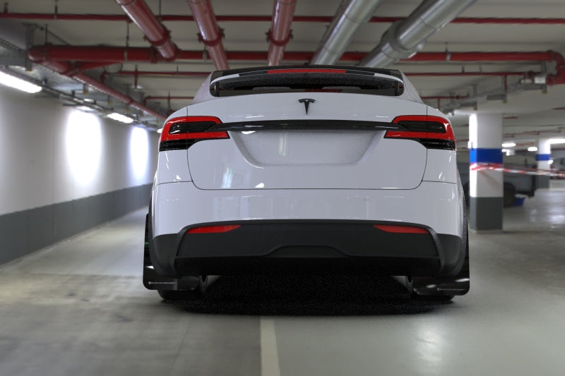 Rally Armor 22-24 Tesla Model X Black UR Mud Flap - Metallic Black Logo Rally Armor Mud Flaps AXOPROS