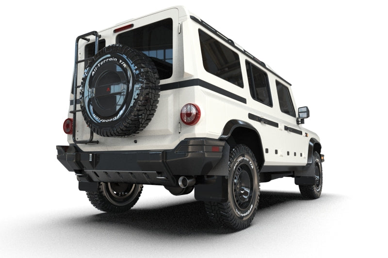 Rally Armor 23-25 Ineos Grenadier Black Mud Flap - Metallic Black Logo Rally Armor Mud Flaps AXOPROS