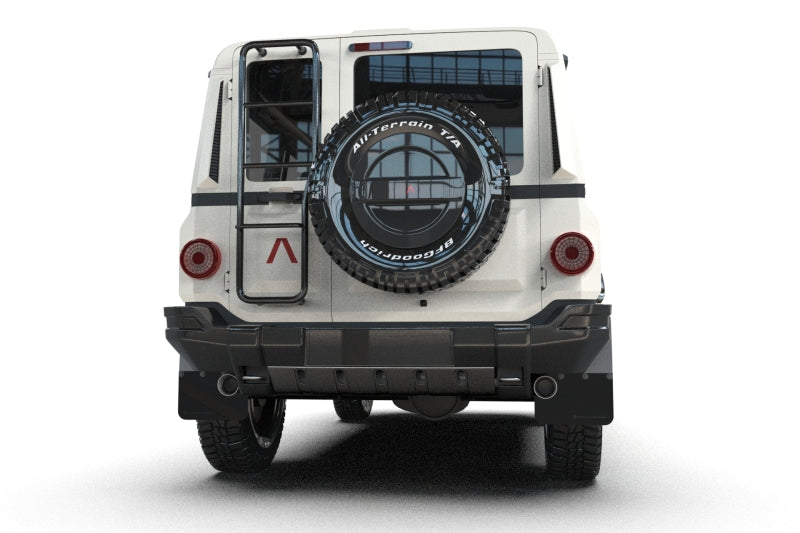 Rally Armor 23-25 Ineos Grenadier Black Mud Flap - Metallic Black Logo Rally Armor Mud Flaps AXOPROS