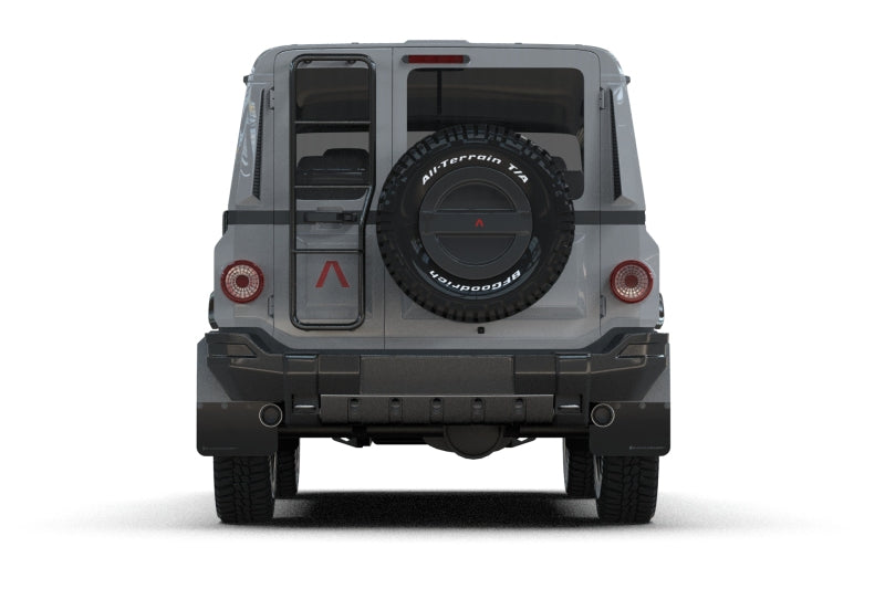 Rally Armor 23-25 Ineos Grenadier Black Mud Flap - Warm Grey Logo Rally Armor Mud Flaps AXOPROS
