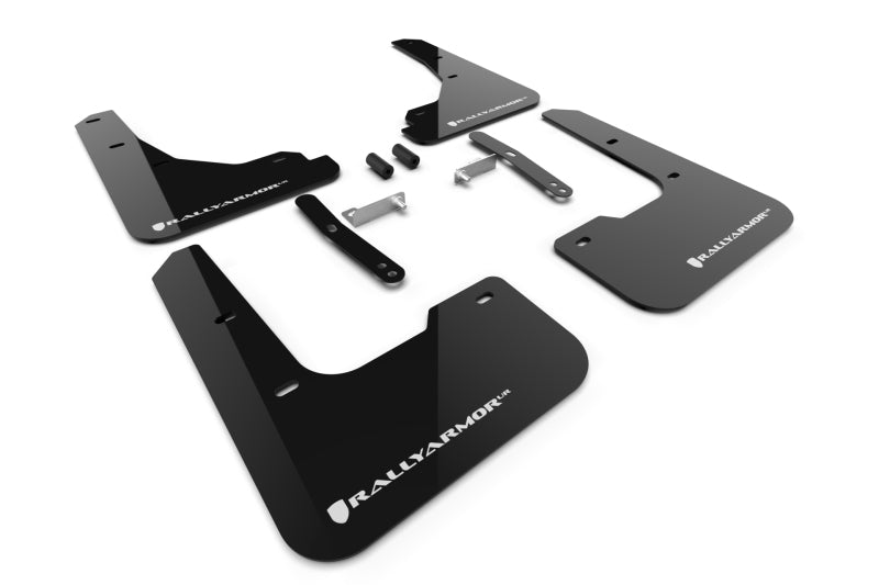 Rally Armor 2024 Tesla Model 3 Highland Black UR Mud Flap White Logo Rally Armor Mud Flaps AXOPROS