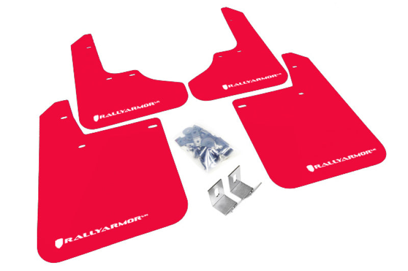 Rally Armor 93-01 Subaru Impreza RS Red UR Mud Flap w/ White Logo Rally Armor Mud Flaps AXOPROS