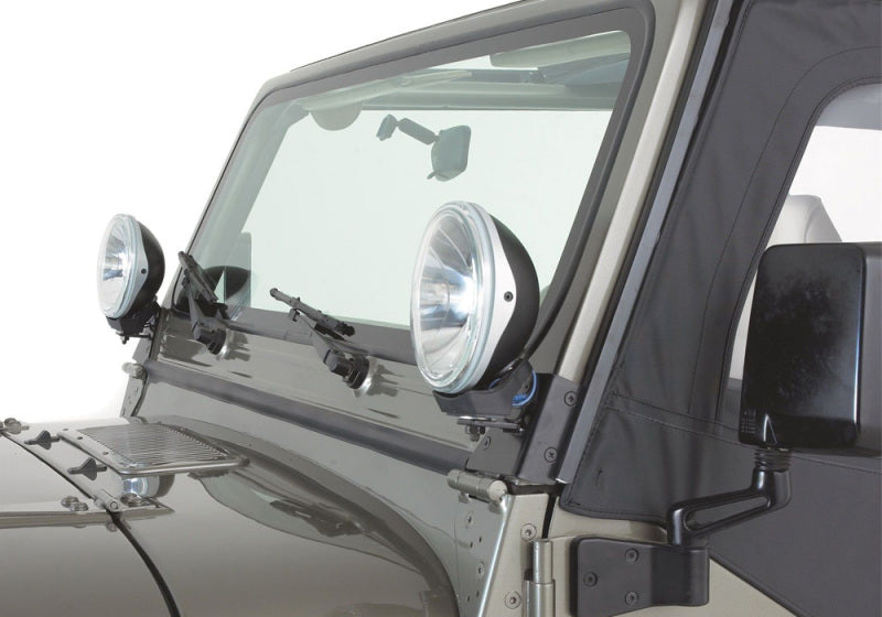 Rampage 1976-1983 Jeep CJ5 Windshield Hinge Light Bracket - Black Rampage Doors AXOPROS