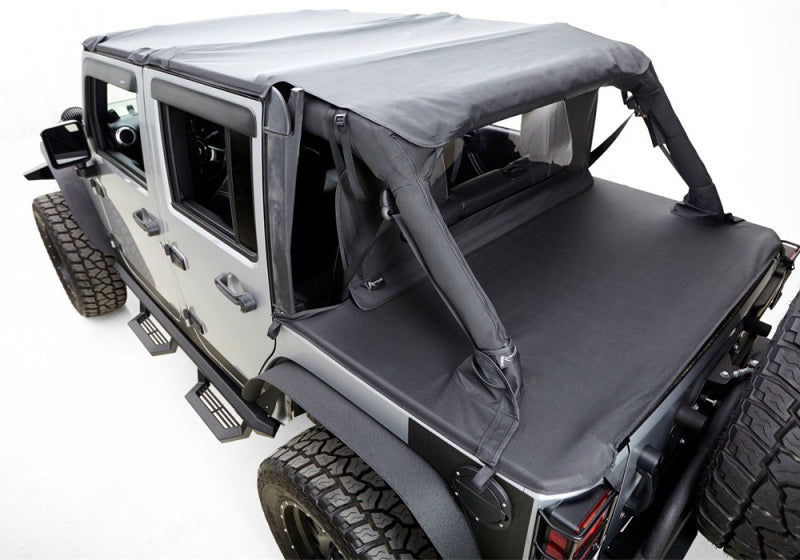 Rampage 2007-2018 Jeep Wrangler(JK) Unlimited 4-Door Tonneau Cover - Black Diamond Rampage Soft Tops AXOPROS