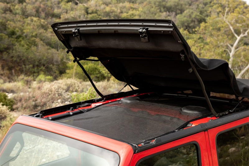 Rampage 2018-2019 Jeep Wrangler(JL) Unlimited Sport 4-Door Mesh Shade Top - Extended - Black Rampage Soft Tops AXOPROS