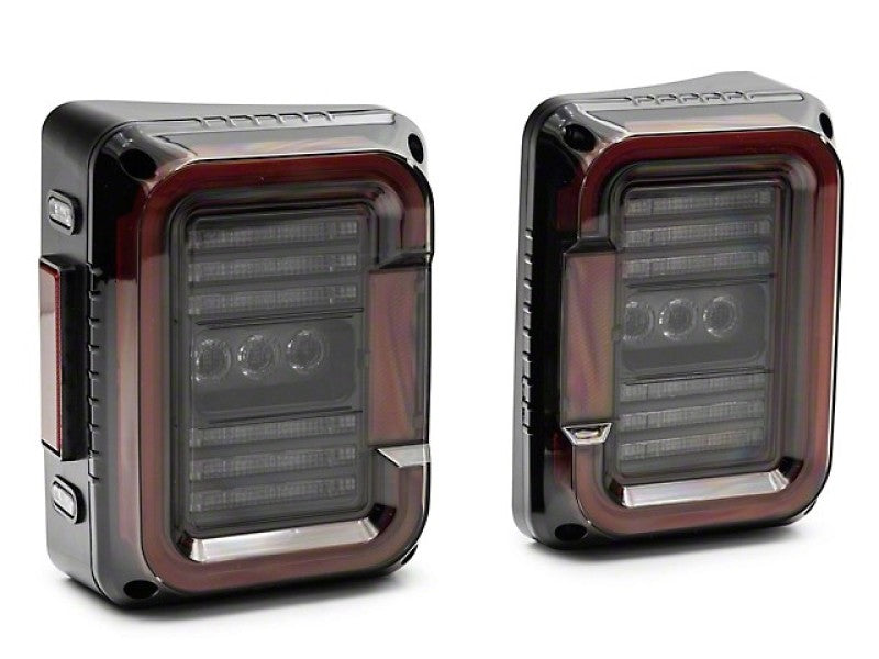 Raxiom 07-18 Jeep Wrangler JK Axial Series LED Halo Tail Lights- Black Housing (Dark Smoked Lens) Raxiom Tail Lights  AXOPROS