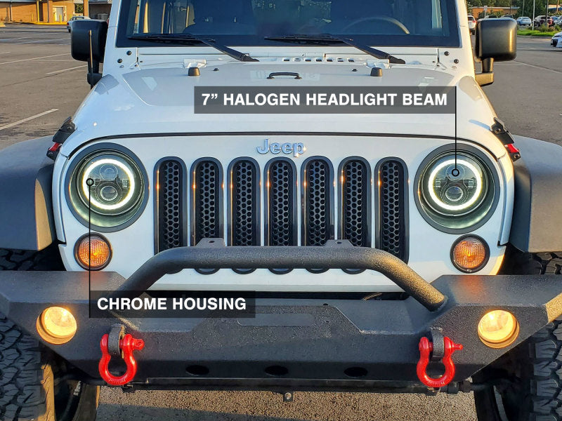 Raxiom 07-18 Jeep Wrangler JK LED Halo Headlights- Chrome Housing (Clear Lens) Raxiom Headlights AXOPROS