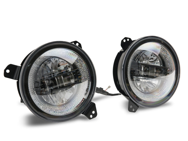 Raxiom 18-22 Jeep Wrangler JL/JT Axial Series LED Headlights- Black Housing (Clear Lens) - AXOPROS