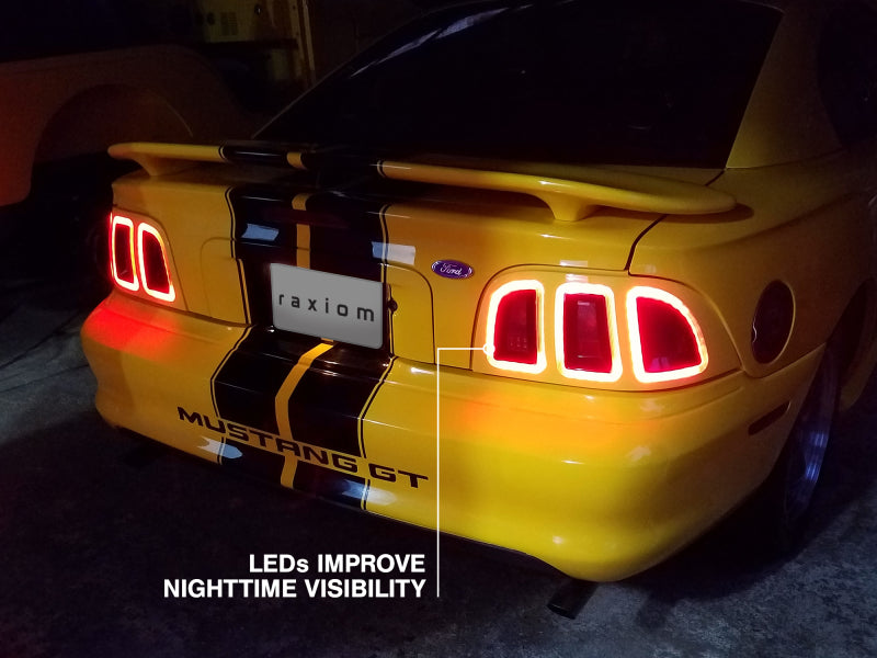Raxiom 96-98 Ford Mustang Icon LED Tail Lights- Black Housing (Smoked Lens) Raxiom Tail Lights  AXOPROS
