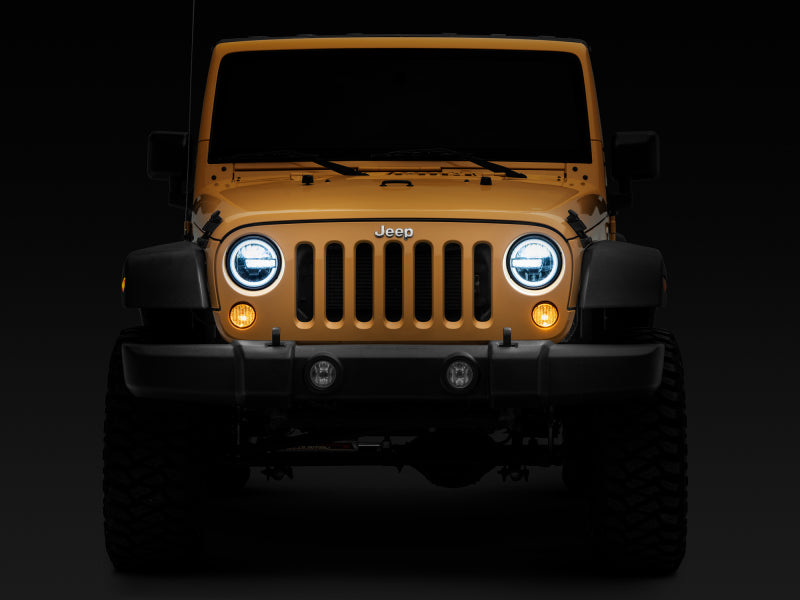 Raxiom 97-18 Jeep Wrangler TJ/JK 7-Inch LED Headlights w/ Halos- Black Housing (Clear Lens) Raxiom Headlights AXOPROS