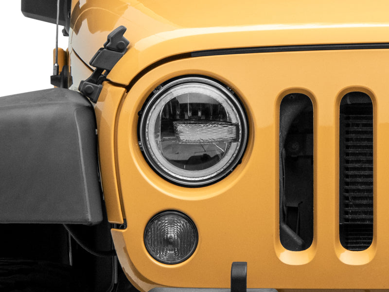 Raxiom 97-18 Jeep Wrangler TJ/JK 7-Inch LED Headlights w/ Halos- Black Housing (Clear Lens) Raxiom Headlights AXOPROS