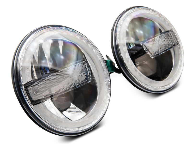 Raxiom 97-18 Jeep Wrangler TJ/JK 7-Inch LED Headlights w/ Halos- Black Housing (Clear Lens) Raxiom Headlights AXOPROS