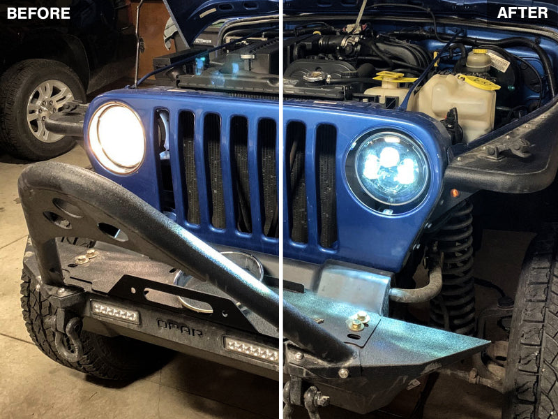 Raxiom 97-18 Jeep Wrangler TJ/JK Axial Series LED Daymaker Headlights- Black Housing (Clear Lens) Raxiom Headlights AXOPROS
