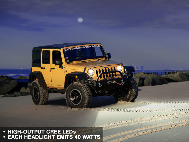 Raxiom 97-18 Jeep Wrangler TJ/JK Axial Series LED Headlights- Black Housing (Clear Lens) Raxiom Headlights AXOPROS