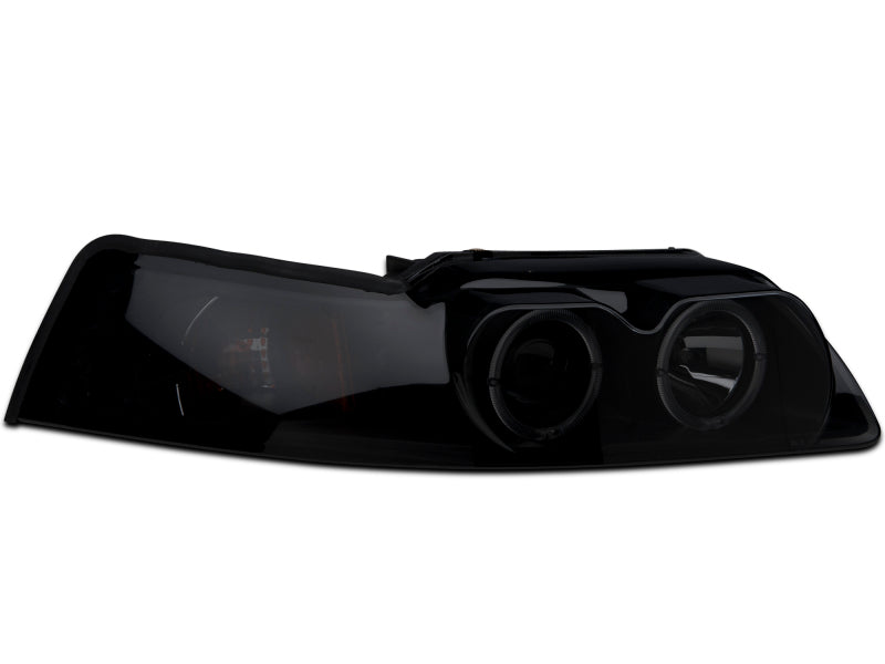 Raxiom 99-04 Ford Mustang Dual LED Halo Projector Headlights- Black Housing (Smoked Lens) Raxiom Headlights AXOPROS