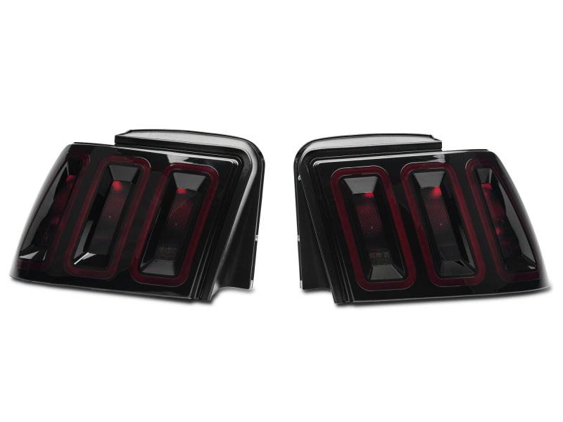Raxiom 99-04 Ford Mustang Excluding 99-01 Cobra Icon LED Tail Lights- Black Housing (Smoked Lens) Raxiom Tail Lights  AXOPROS