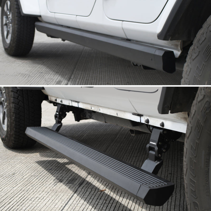 RealTruck 18-24 Jeep Wrangler 4dr VoltStep Electric Running Board Kit (Drilling Req.) - Tex. Blk Go Rhino Running Boards  AXOPROS