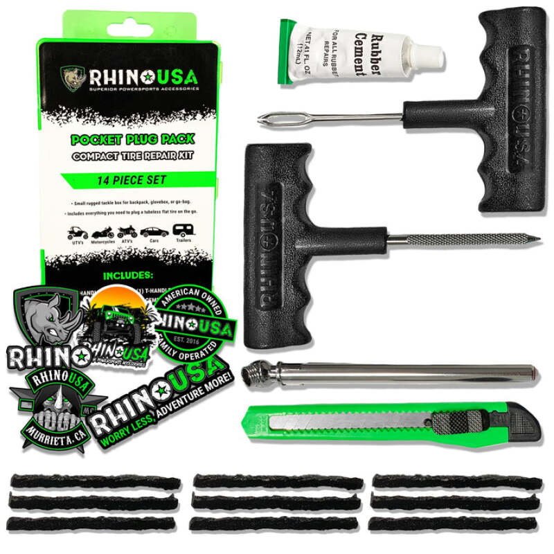 Rhino USA 14-Piece Compact Tire Repair Plug Kit Rhino USA Tire Pressure Sensors  AXOPROS