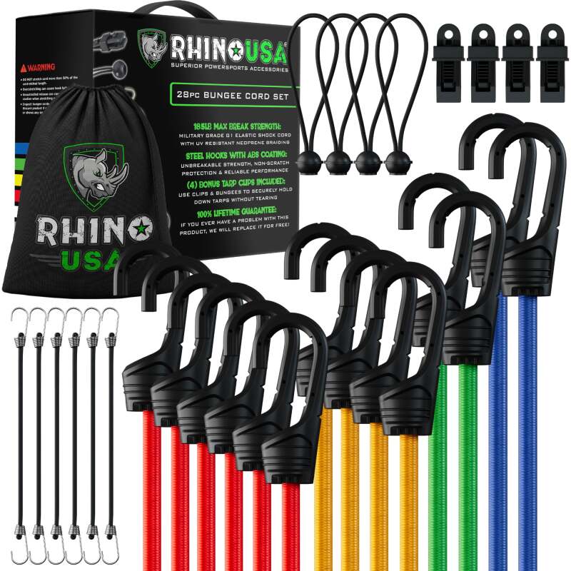 Rhino USA 28Pc Bungee Cord Assortment Rhino USA Cargo Tie-Downs AXOPROS
