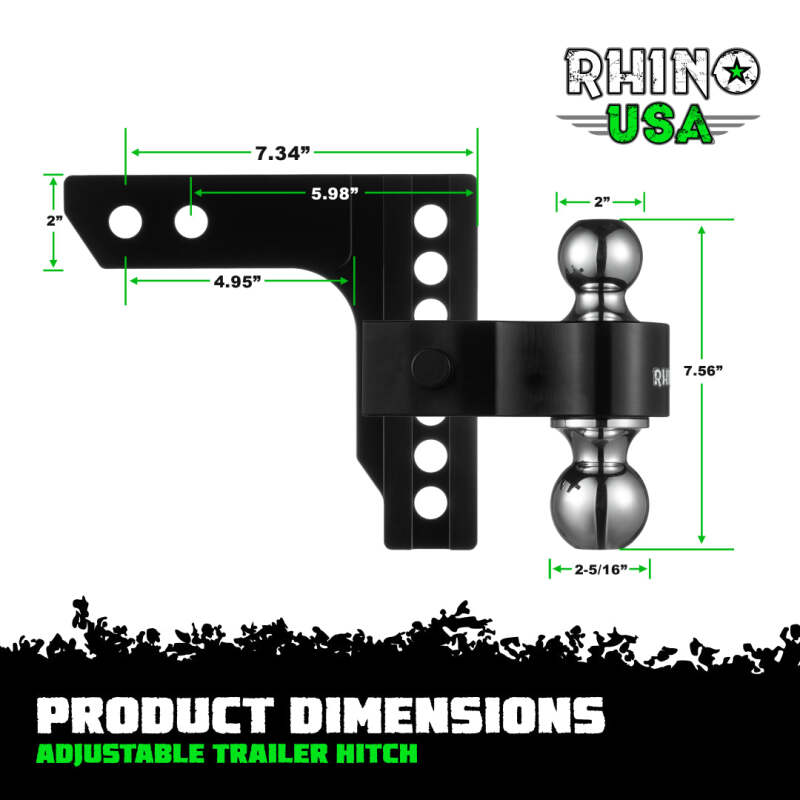 Rhino USA 6In Heavy Duty Drop Hitch - 2In (Black) Rhino USA Hitch Racks AXOPROS