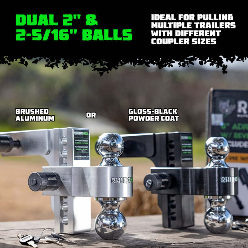 Rhino USA 6In Heavy Duty Drop Hitch - 2In (Silver) Rhino USA Hitch Accessories AXOPROS