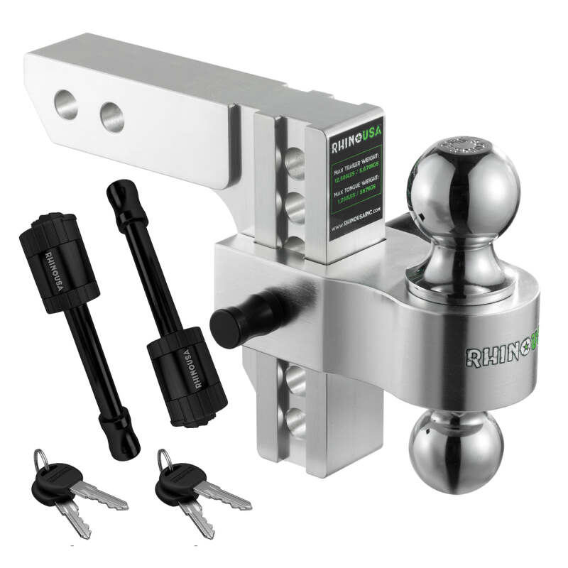 Rhino USA 6In Heavy Duty Drop Hitch - 2In (Silver) Rhino USA Hitch Accessories AXOPROS