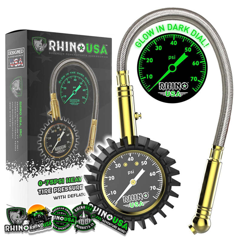 Rhino USA 75 Psi Analog Heavy Duty Tire Pressure Gauge Rhino USA Gauges AXOPROS