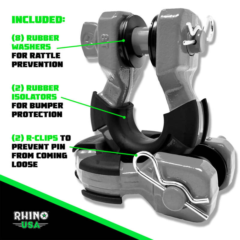 Rhino USA 8T Super Shackle 2-Pack (Gray) Rhino USA Shackle Kits AXOPROS