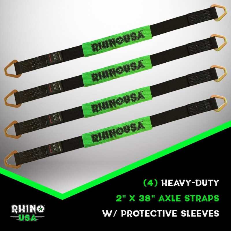 Rhino USA Axle Tie Down Straps (4-Pack) 2In X 38In - Black Rhino USA Cargo Tie-Downs AXOPROS