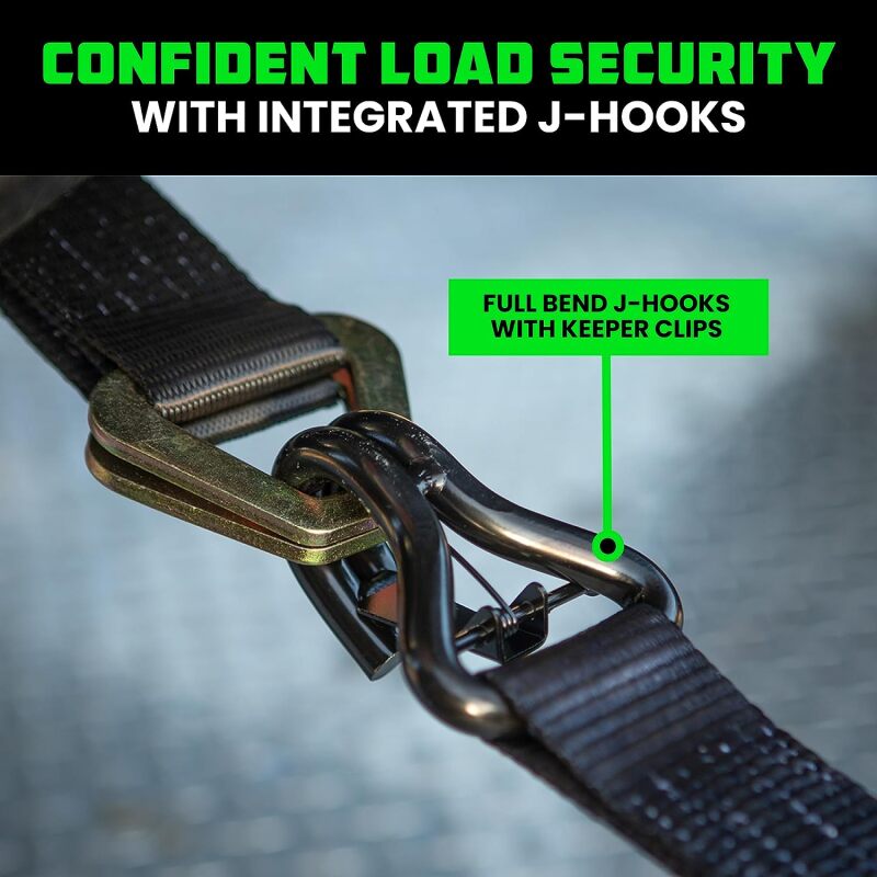 Rhino USA Heavy Duty Vehicle Tie Down Kit- Green Rhino USA Cargo Tie-Downs AXOPROS