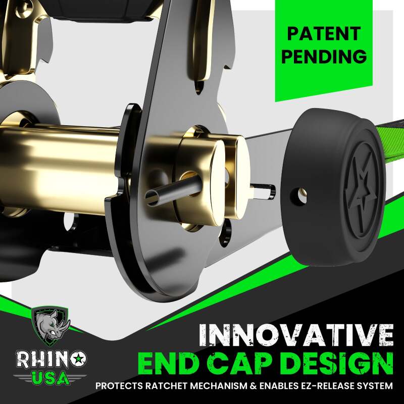 Rhino USA Medium Duty Ratchet Strap Tie-Down 4-Pack (Black) Rhino USA Cargo Tie-Downs AXOPROS