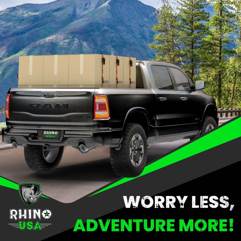 Rhino USA Medium Duty Ratchet Strap Tie-Down 4-Pack (Black) Rhino USA Cargo Tie-Downs AXOPROS