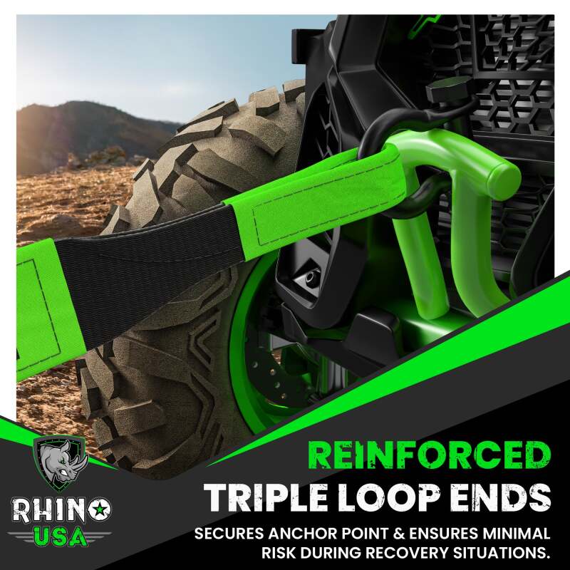 Rhino USA Recovery Tow Strap 3Inx20Ft (Black) Rhino USA Tow Straps AXOPROS