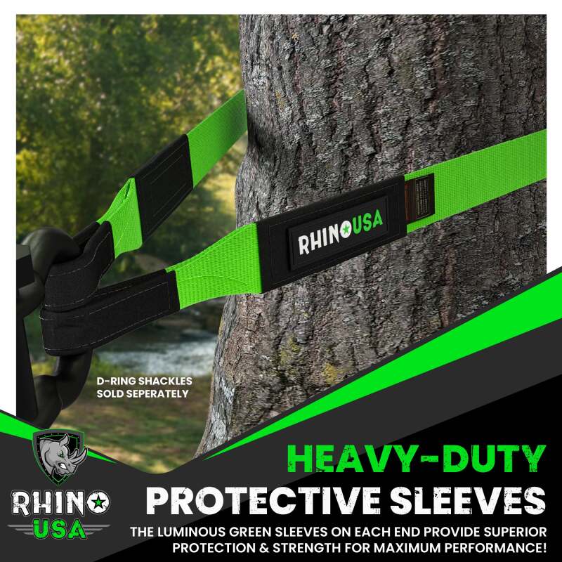 Rhino USA Recovery Tow Strap 3Inx30Ft (Green) Rhino USA Tow Straps AXOPROS