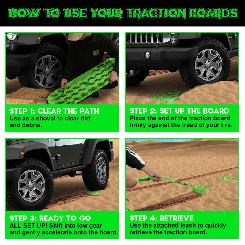 Rhino USA Recovery Traction Boards - Green (Pair) Rhino USA Recovery Boards AXOPROS