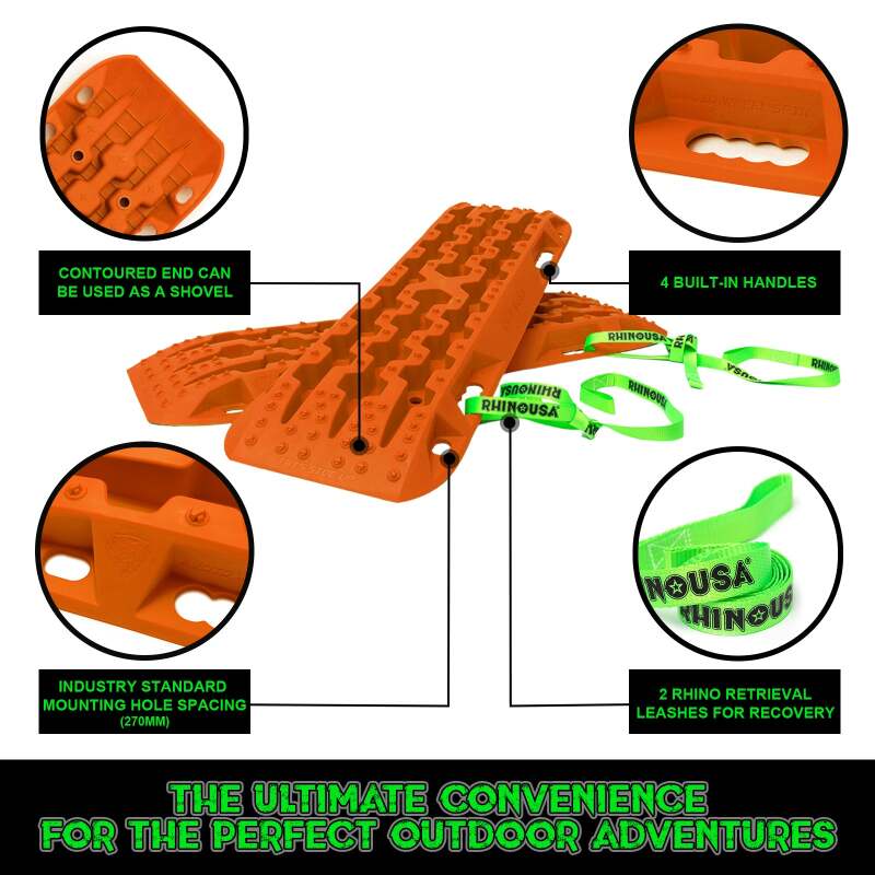 Rhino USA Recovery Traction Boards - Orange (Pair) Rhino USA Recovery Boards AXOPROS