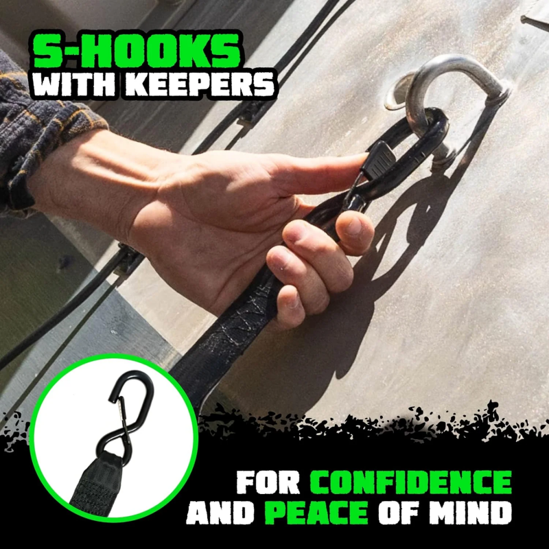 Rhino USA Retractable Transom Straps (2 Pack-Black) Rhino USA Tow Straps AXOPROS