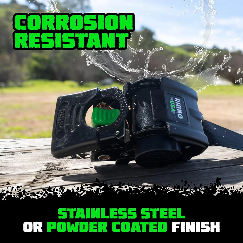 Rhino USA Retractable Transom Straps (2 Pack-Black) Rhino USA Tow Straps AXOPROS