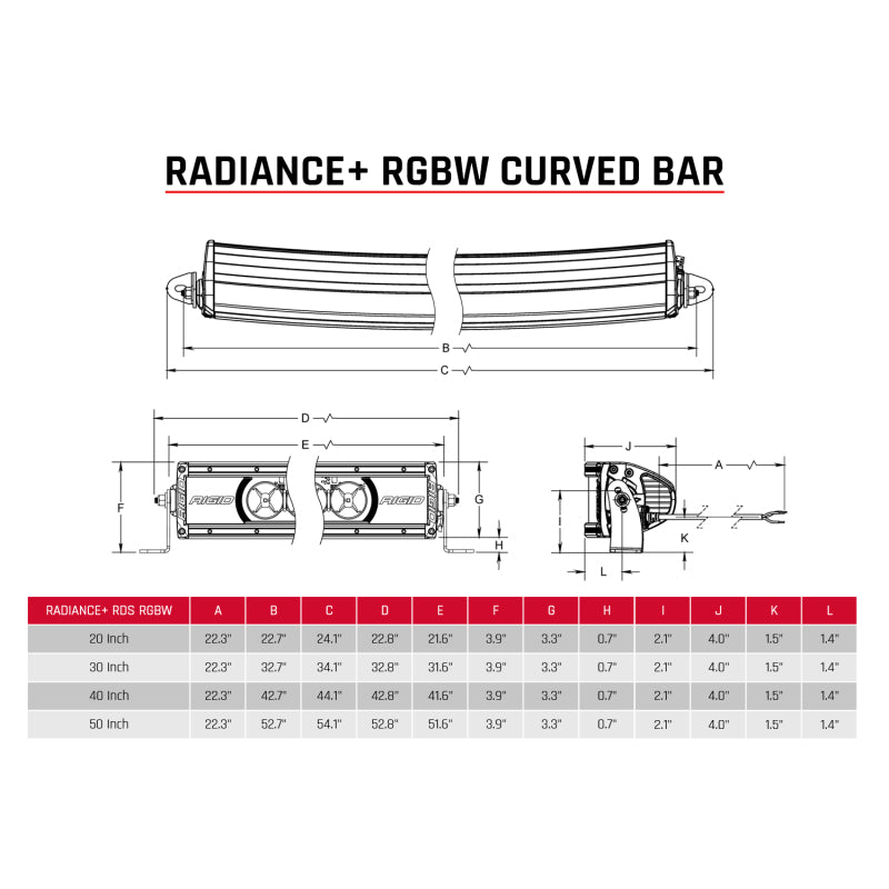 Rigid Industries Radiance+ Curved 30in. RGBW Light Bar Rigid Industries Light Bars & Cubes AXOPROS