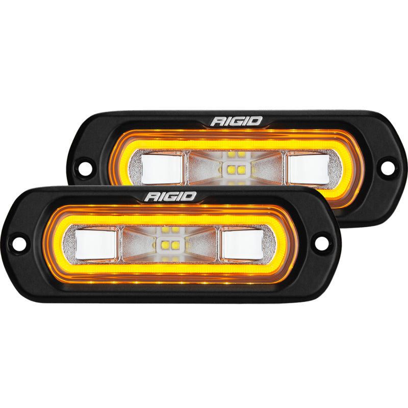 Rigid Industries SR-L Series Flush Mount LED Spreader Pair w/ Amber Halo - Universal Rigid Industries Light Bars & Cubes AXOPROS