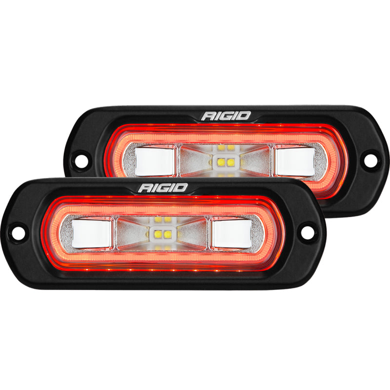 Rigid Industries SR-L Series Flush Mount LED Spreader Pair w/ Red Halo - Universal Rigid Industries Light Bars & Cubes AXOPROS