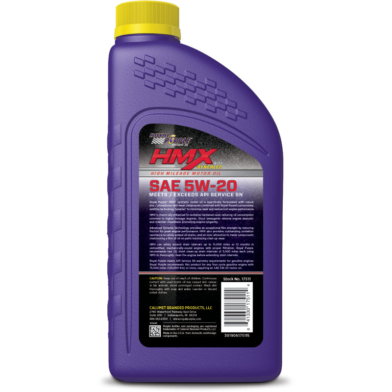 Royal Purple HMX Premium Synthetic High Mileage 5W-20 Motor Oil - 1 Quart Royal Purple Motor Oils AXOPROS